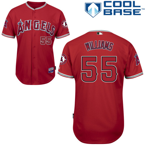 Jackson Williams #55 MLB Jersey-Los Angeles Angels of Anaheim Men's Authentic Red Cool Base Baseball Jersey